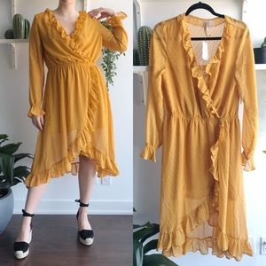 NWT 🆕 H&M ruffle yellow midi dress
